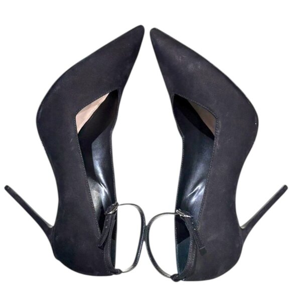 Aqua Kailana Andle Strap Black Stiletto Heels with Pointed Toe Size 10 - Picture 1 of 10